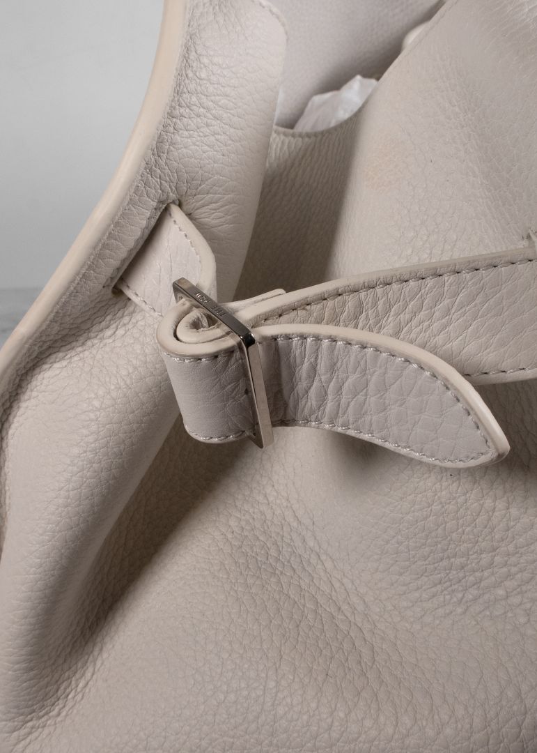 The Row White Leather Margaux Large Bag