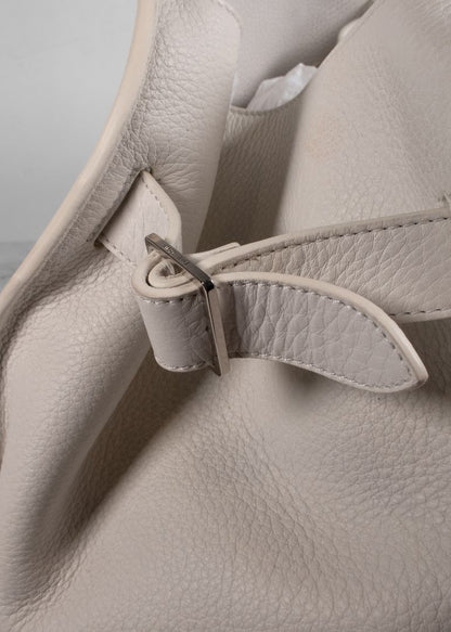 The Row White Leather Margaux Large Bag