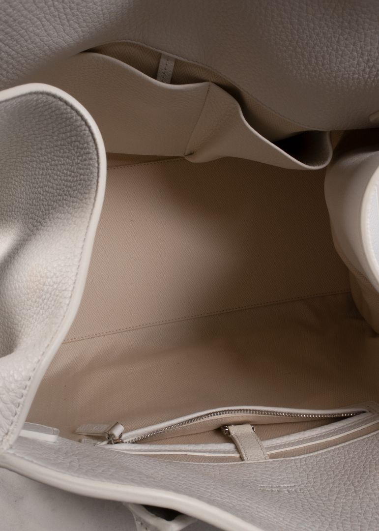 The Row White Leather Margaux Large Bag