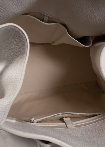 The Row White Leather Margaux Large Bag