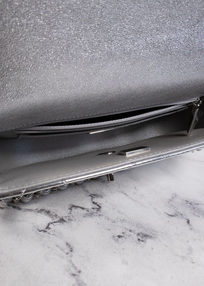 Chanel Metallic Silver Leather Small Top Handle Bag