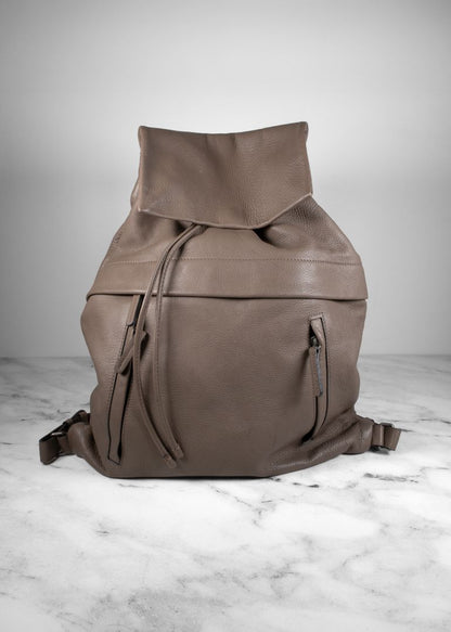 Brunello Cucinelli Taupe-grey Leather Backpack