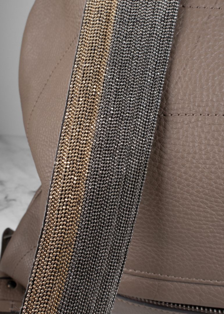 Brunello Cucinelli Taupe-grey Leather Backpack