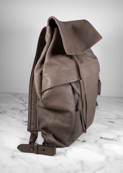 Brunello Cucinelli Taupe-grey Leather Backpack