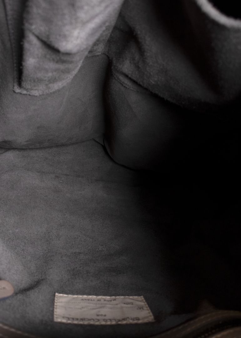 Brunello Cucinelli Taupe-grey Leather Backpack