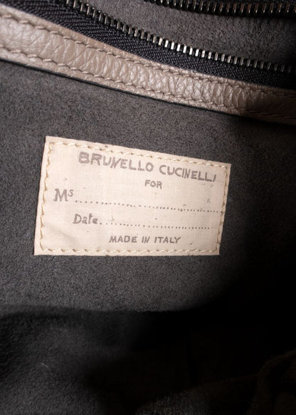 Brunello Cucinelli Taupe-grey Leather Backpack