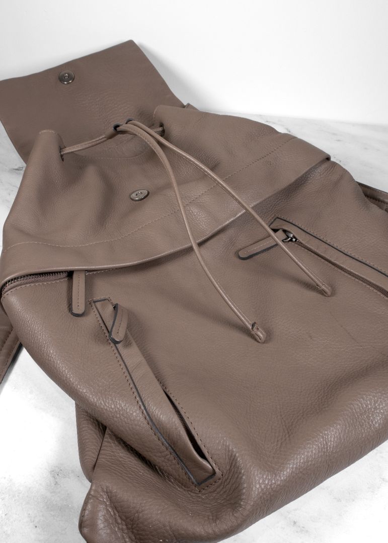 Brunello Cucinelli Taupe-grey Leather Backpack