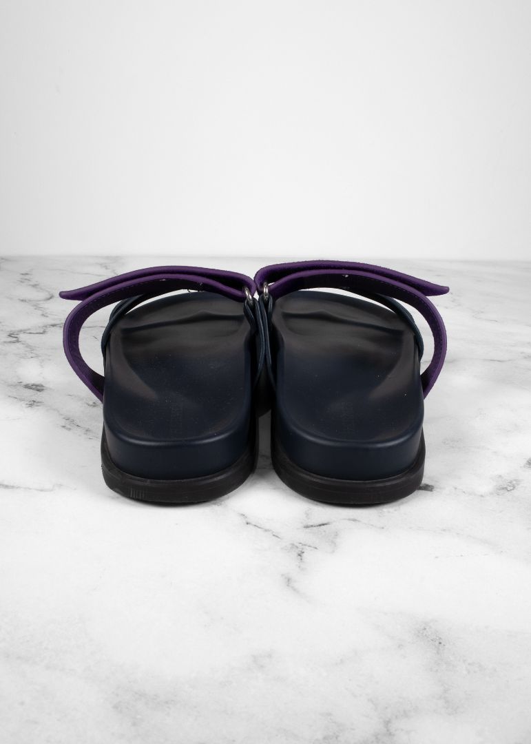 Hermes Purple/navy Suede Chypre Slides