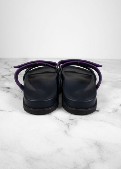 Hermes Purple/navy Suede Chypre Slides