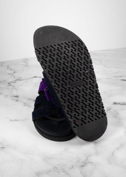Hermes Purple/navy Suede Chypre Slides