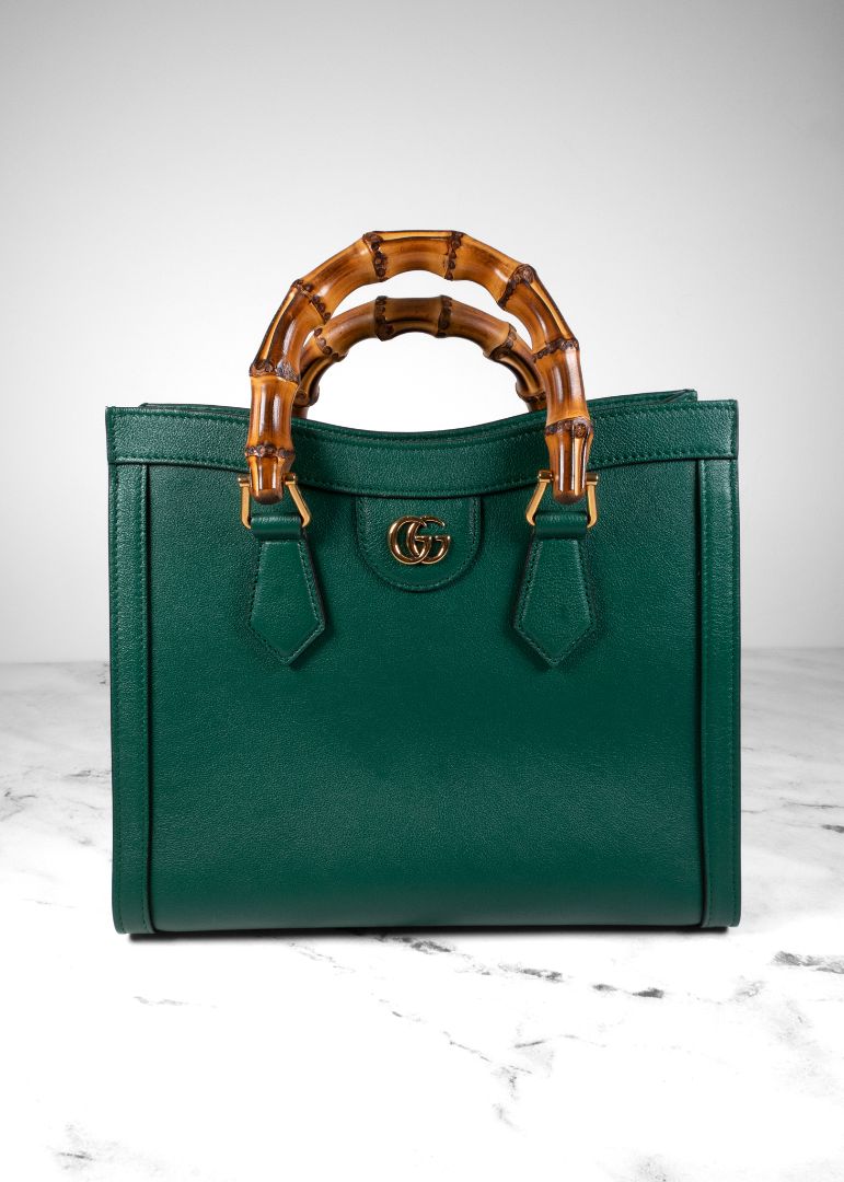 Gucci Green Diana Bamboo Small Tote Bag