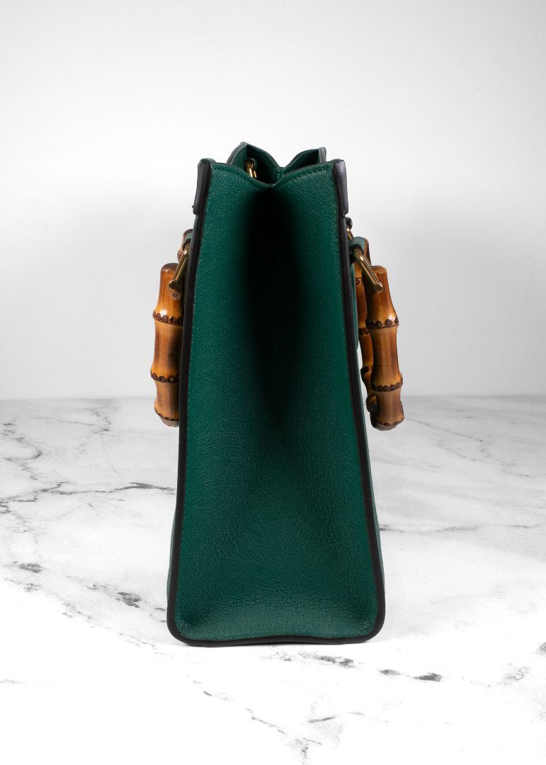 Gucci Green Diana Bamboo Small Tote Bag