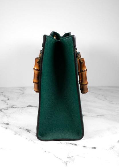 Gucci Green Diana Bamboo Small Tote Bag
