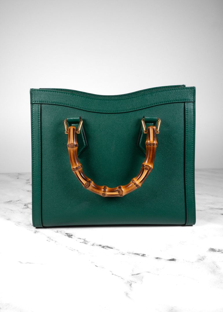 Gucci Green Diana Bamboo Small Tote Bag
