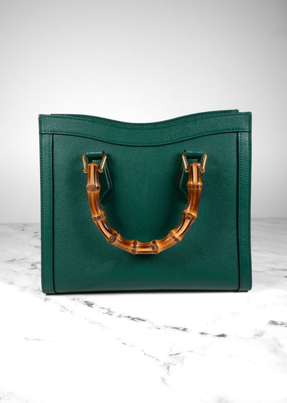 Gucci Green Diana Bamboo Small Tote Bag