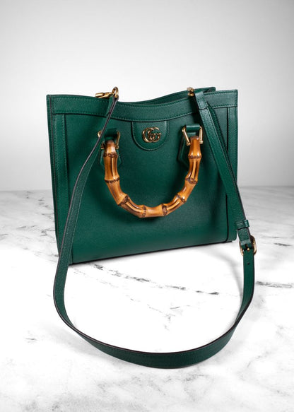 Gucci Green Diana Bamboo Small Tote Bag