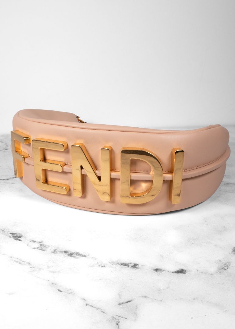 Fendi Pale Pink Leather Small Fendigraphy Shoulder Bag