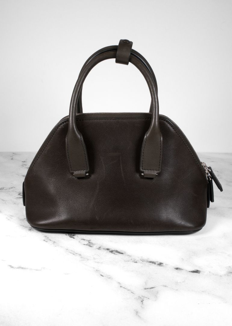 The Row Dark Olive Green Leather Mini Devon Saddle Bag