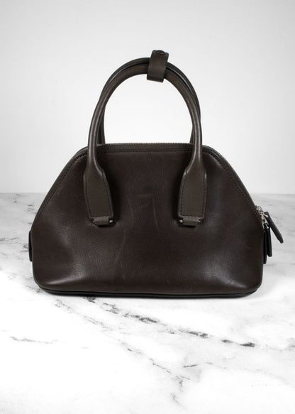 The Row Dark Olive Green Leather Mini Devon Saddle Bag