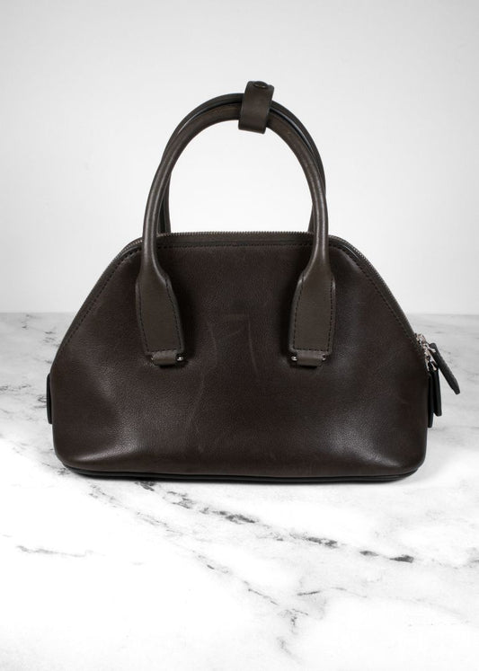 The Row Dark Olive Green Leather Mini Devon Saddle Bag