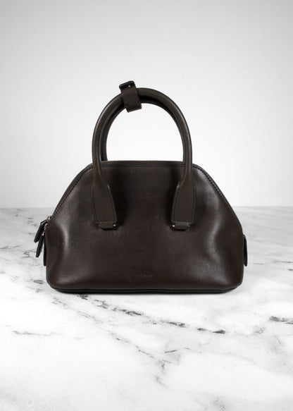 The Row Dark Olive Green Leather Mini Devon Saddle Bag