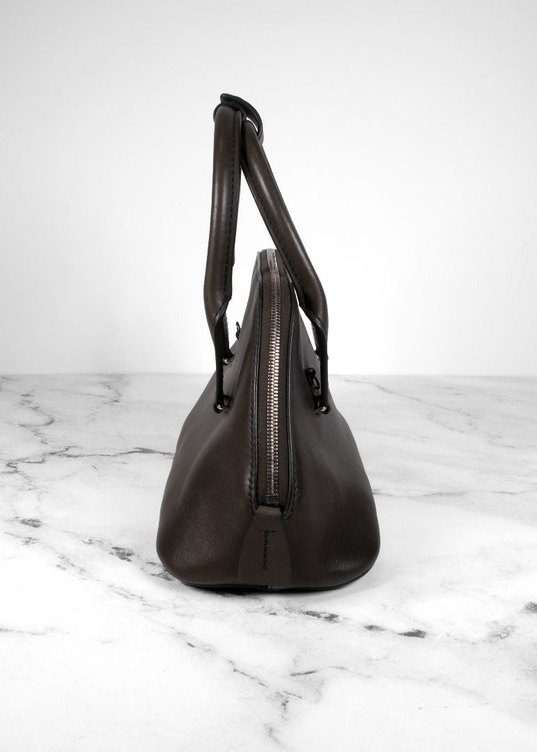 The Row Dark Olive Green Leather Mini Devon Saddle Bag