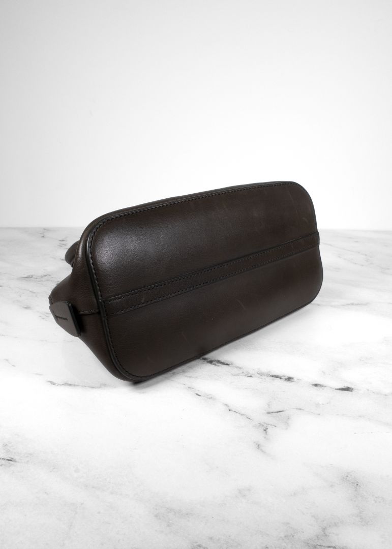 The Row Dark Olive Green Leather Mini Devon Saddle Bag