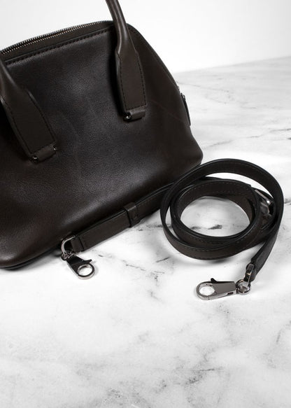 The Row Dark Olive Green Leather Mini Devon Saddle Bag