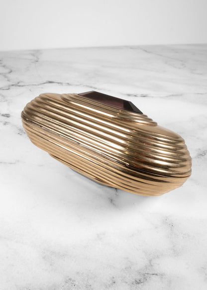 Jimmy Choo Gold Rounded Evening Clutch