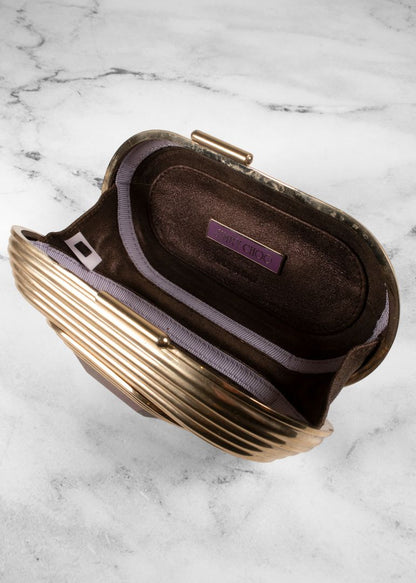 Jimmy Choo Gold Rounded Evening Clutch