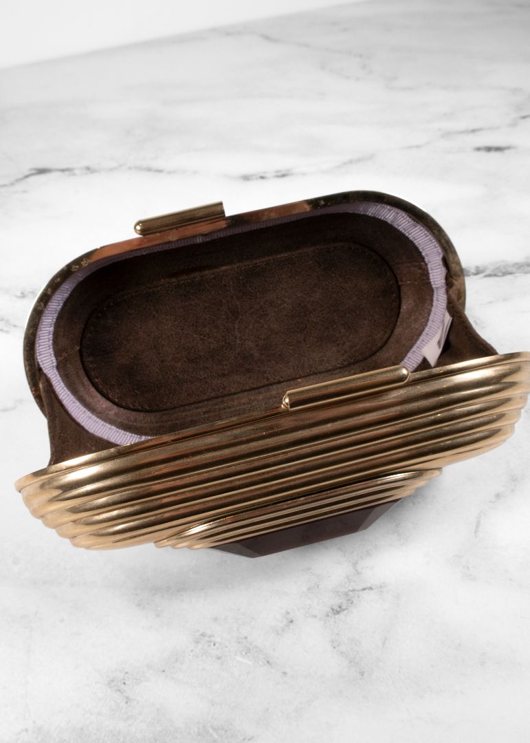 Jimmy Choo Gold Rounded Evening Clutch