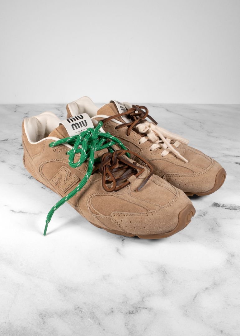 Miu Miu X New Balance Beige Suede 530 Sl Sneakers
