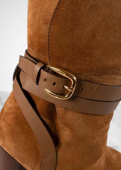 Gucci Tan Suede Ankle Heeled Boots