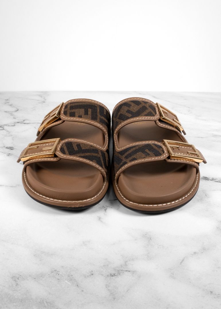 Fendi Brown Logo Sandals