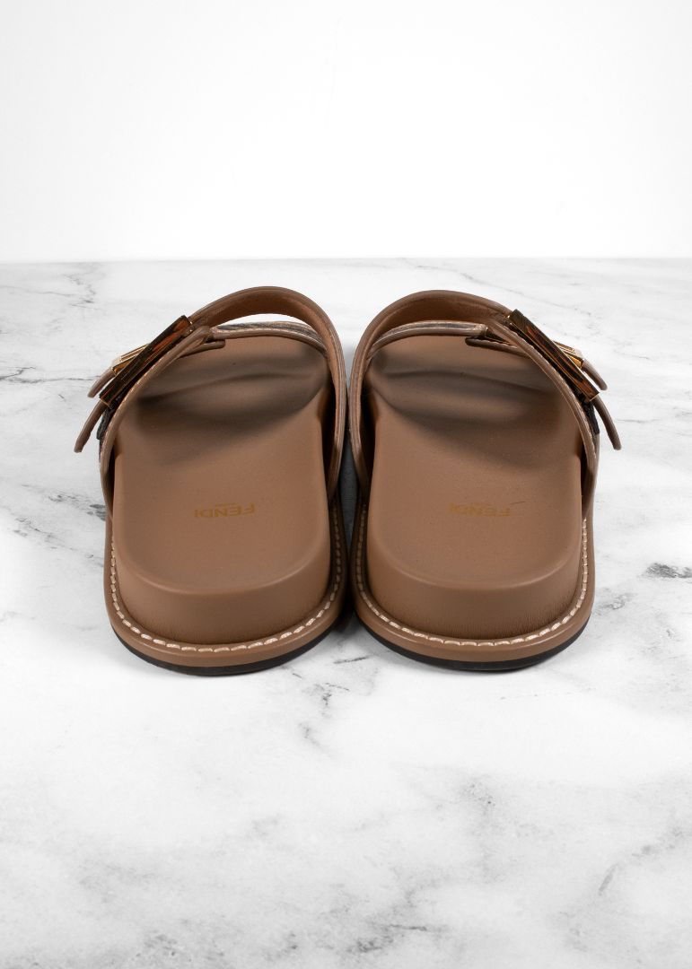 Fendi Brown Logo Sandals
