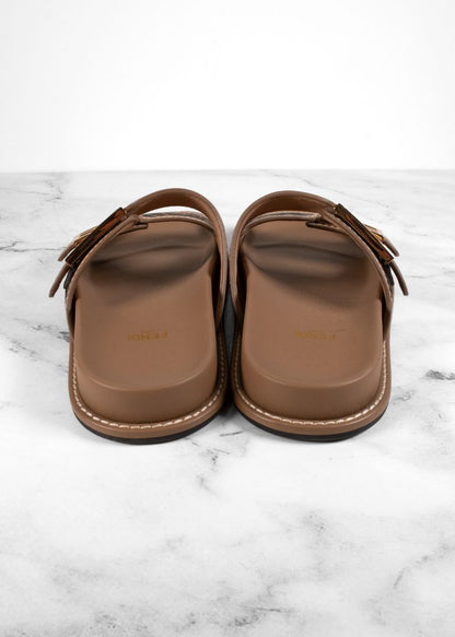 Fendi Brown Logo Sandals