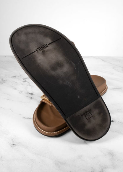 Fendi Brown Logo Sandals