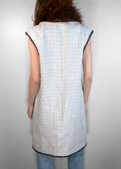 Chanel Ivory/black Vintage Long Vest