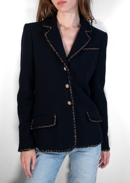 Chanel Navy Wool Vintage Blazer