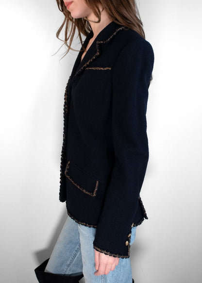 Chanel Navy Wool Vintage Blazer