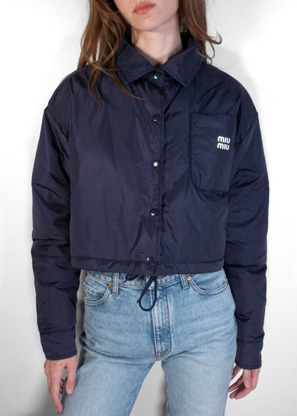 Miu Miu Navy Cropped Puffer Jacket