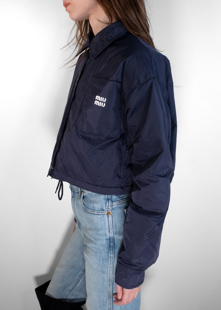 Miu Miu Navy Cropped Puffer Jacket