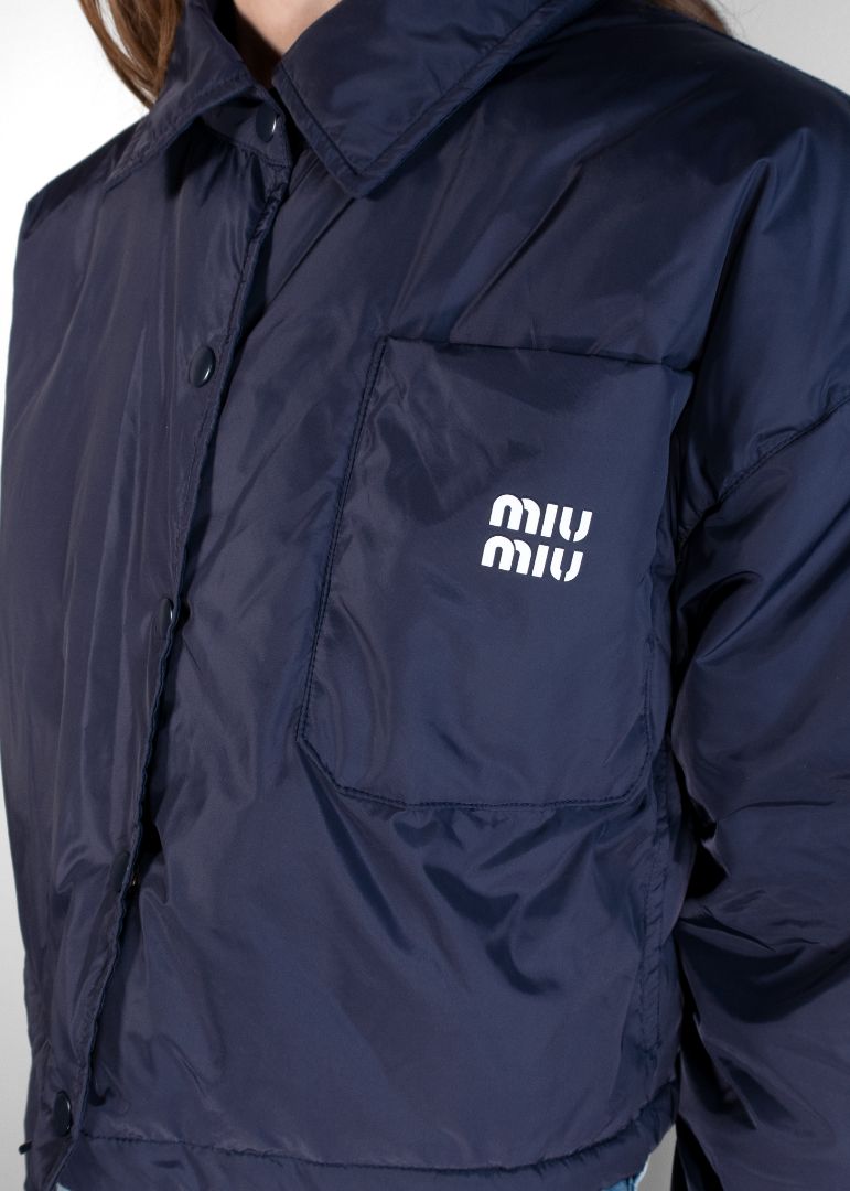 Miu Miu Navy Cropped Puffer Jacket