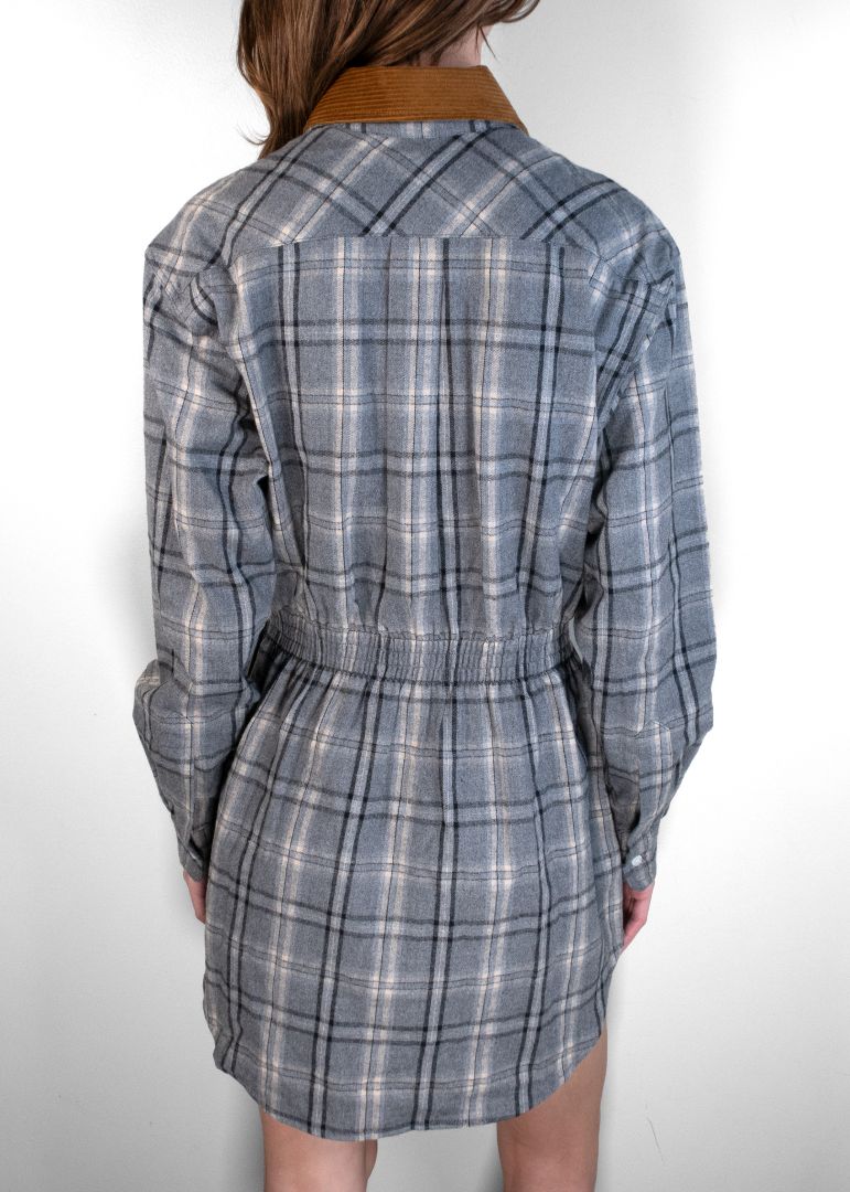 Miu Miu Grey Button-Up Plaid Dress