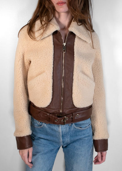 Chloe Shearling And Brown Leather Jacket