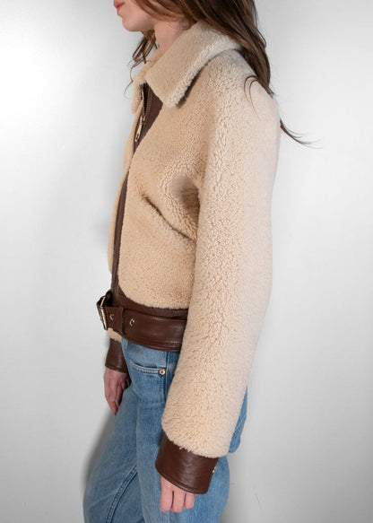 Chloe Shearling And Brown Leather Jacket