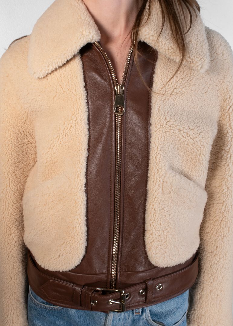 Chloe Shearling And Brown Leather Jacket