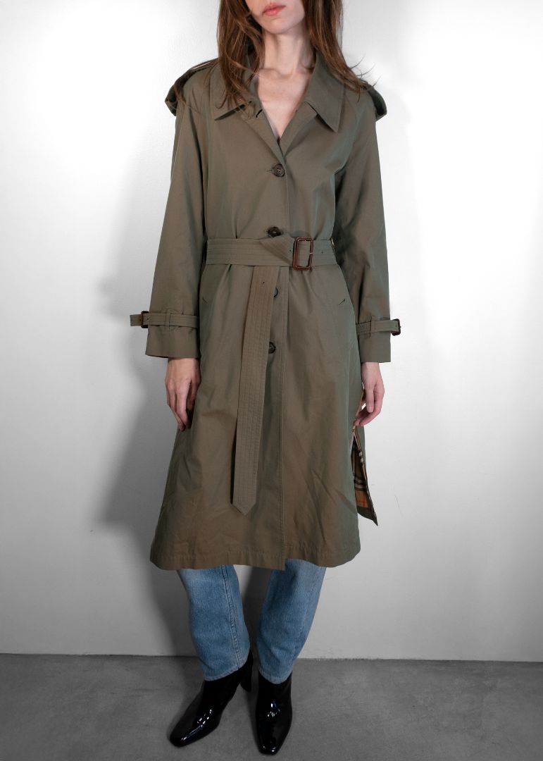 Burberry Green Crostwick Slit Trench Coat