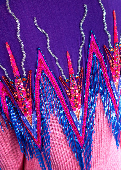 Gucci Pink & Purple Sequins & Fringe Cardigan
