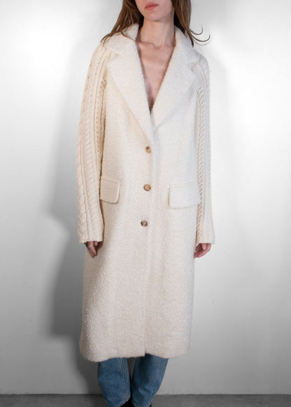 Gabriela Hearst Ivory Single Breasted Boucle Coat